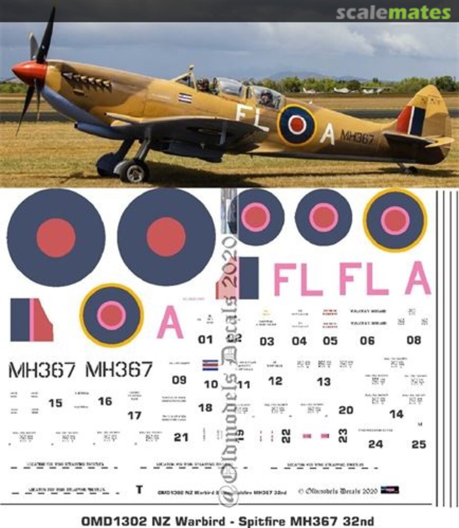Boxart Warbird - Spitfire MH367 OMD1302 Oldmodels Decals