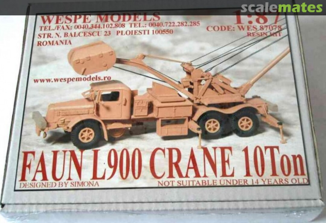 Boxart Faun L900 Crane 10 Ton WES 87078 Wespe Models Boxart Faun L900 Crane 10 Ton WES 87078 Wespe Models