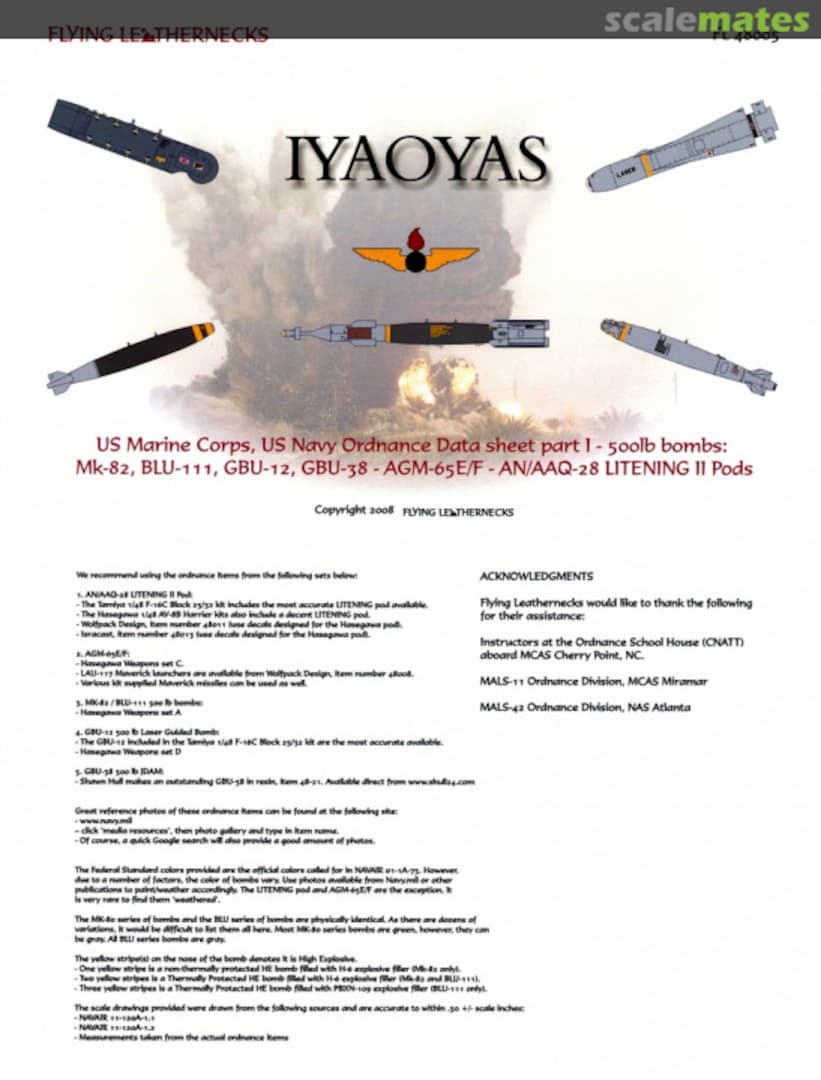 Boxart USMC, USN Ordnance Data Sheet Part 1 FL48005 Flying Leathernecks Boxart USMC, USN Ordnance Data Sheet Part 1 FL48005 Flying Leathernecks