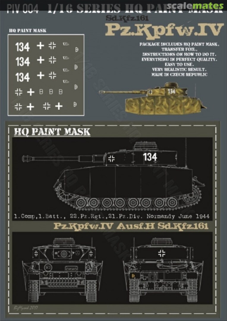 Boxart Pz.Kpfw.IV Ausf.H 1.Comp 1.Batt. 22.Pz.Rgt. 21sPz.Div. Normandy June 1944 Paint Mask PIV 004 HQ-Masks Boxart Pz.Kpfw.IV Ausf.H 1.Comp 1.Batt. 22.Pz.Rgt. 21sPz.Div. Normandy June 1944 Paint Mask PIV 004 HQ-Masks