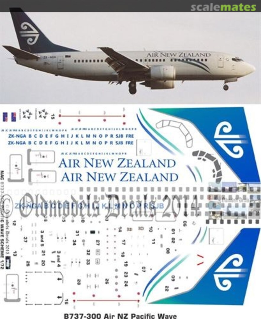 Boxart Air NZ Pacific Wave scheme B737-300 OMD0884 Oldmodels Decals