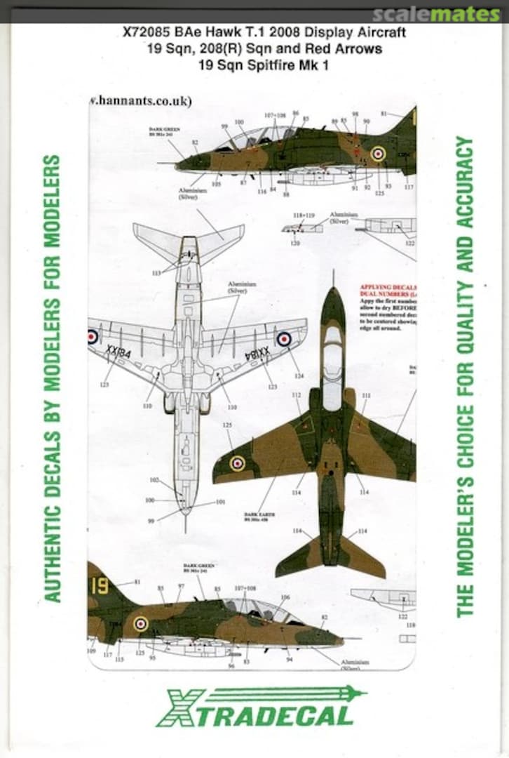 Boxart BAe Hawk T.1 2008 Display Aircraft X72085 Xtradecal Boxart BAe Hawk T.1 2008 Display Aircraft X72085 Xtradecal