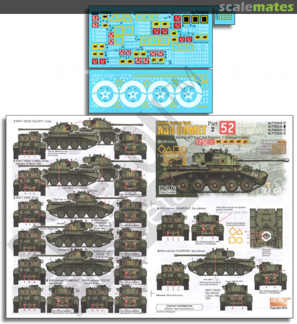 Boxart A34 Comets of 3 RTR, 11 Armoured Division ALT352026 Echelon Fine Details Boxart A34 Comets of 3 RTR, 11 Armoured Division ALT352026 Echelon Fine Details
