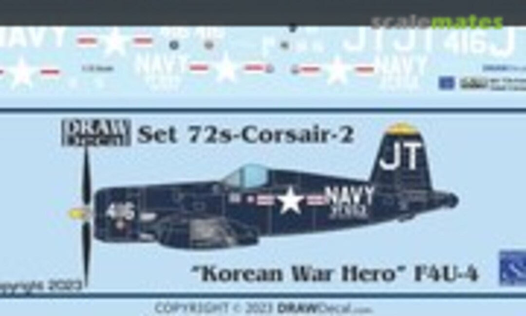 1:72 “Korean War Hero” F4U-4 (Draw Decal 72-Corsair-2) 72-Corsair-2