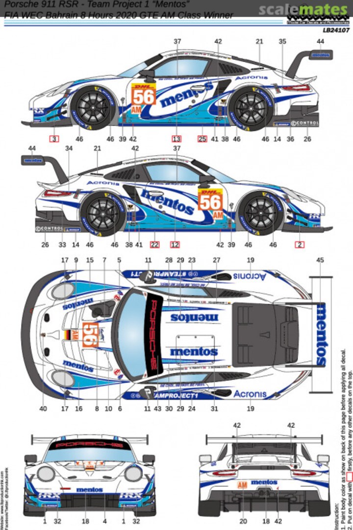 Boxart Porsche 911 RSR - Team Project 1 "Mentos" LB24107 LB Production