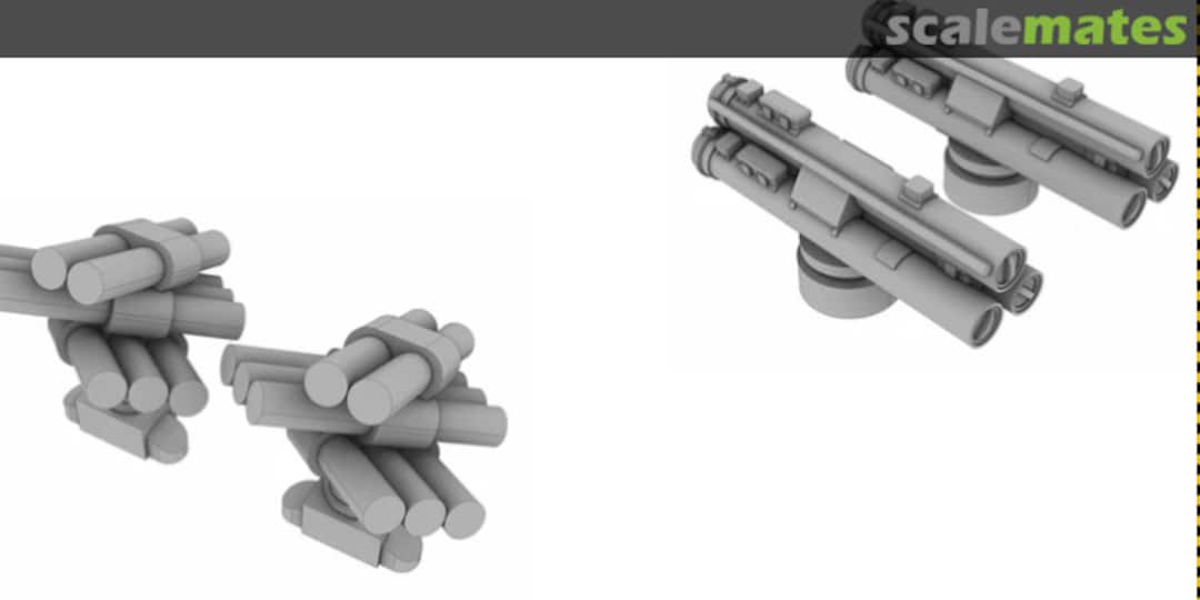 Boxart Modern Royal Navy torpedo tubes and chaff launchers STA143 Starling Models