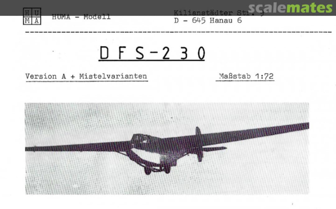 Boxart DFS-230 Version A + Mistelvarianten  Huma Modell