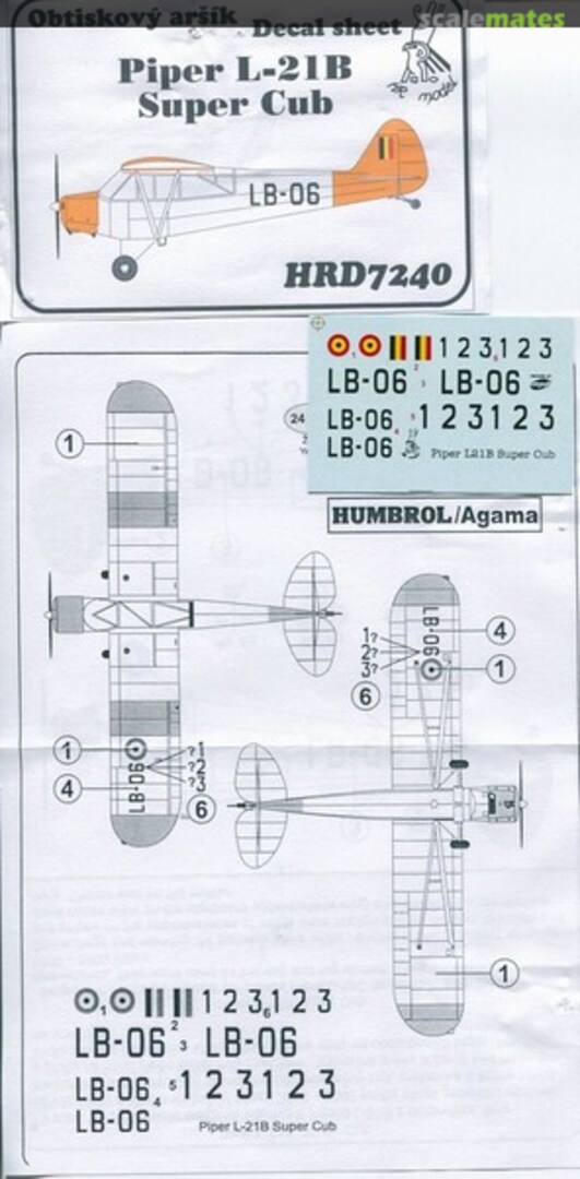 Boxart Piper L-21B Super Cub HRD7240 HR Model Boxart Piper L-21B Super Cub HRD7240 HR Model