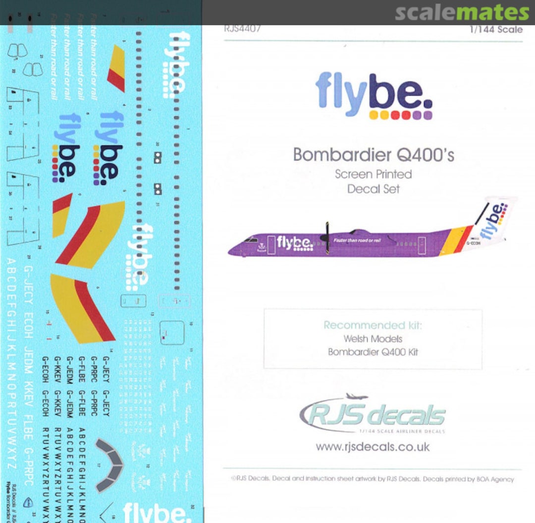 Boxart Flybe Bombardier Q400's RJS4407 RJS Decals