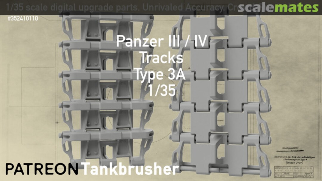 Boxart Panzer III / IV - single link workable tracks Type 3 A 352410110 Tankbrusher Scale Modeling Boxart Panzer III / IV - single link workable tracks Type 3 A 352410110 Tankbrusher Scale Modeling