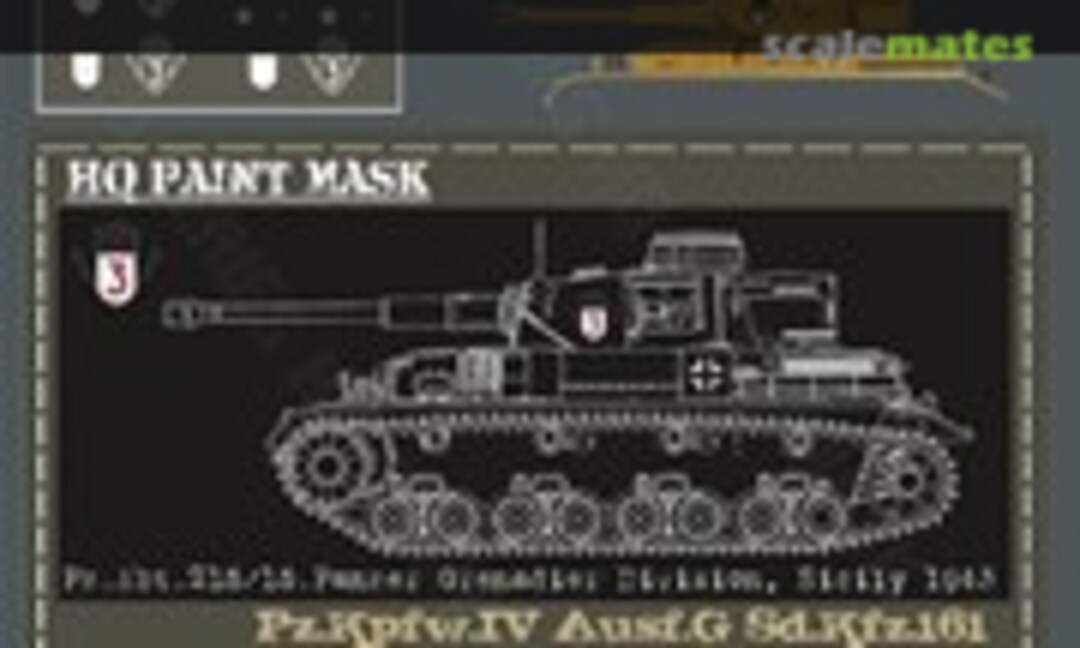 1:16 Pz.Kpfw.IV Ausf.G Pz.Abt.215/15.Panzer Grenadier Division Sicily 1943 Paint Mask (HQ-Masks PIV 007) PIV 007