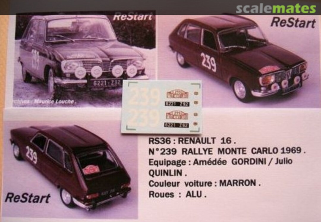 Boxart Renault 16 (6221 Z 92) RS36 ReStart Boxart Renault 16 (6221 Z 92) RS36 ReStart