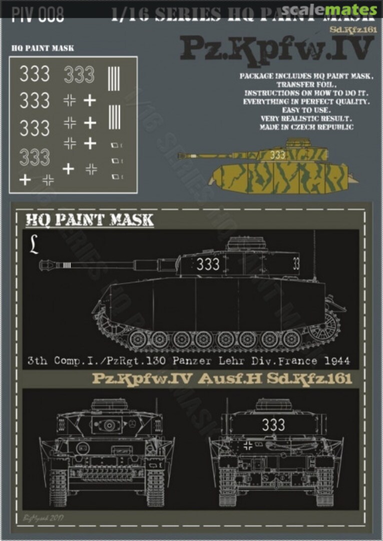 Boxart Pz.Kpfw.IV Ausf.H 3rd Komp. I./PzRgt.130 Panzer Lehr Div. France 1944 Paint Mask PIV 008 HQ-Masks Boxart Pz.Kpfw.IV Ausf.H 3rd Komp. I./PzRgt.130 Panzer Lehr Div. France 1944 Paint Mask PIV 008 HQ-Masks