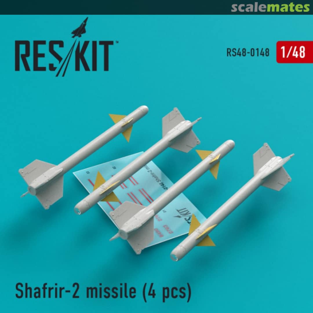 Boxart Shafrir-2 missile for Dassault Mirage IIIC/CJ, Super Mystere (4 pcs) RS48-0148 ResKit Boxart Shafrir-2 missile for Dassault Mirage IIIC/CJ, Super Mystere (4 pcs) RS48-0148 ResKit