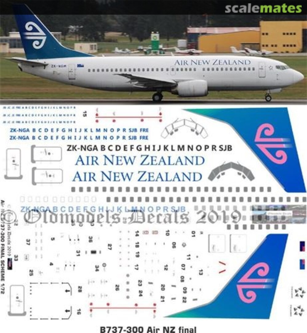 Boxart Air NZ 737-300 final waveless scheme OMD0061 Oldmodels Decals Boxart Air NZ 737-300 final waveless scheme OMD0061 Oldmodels Decals