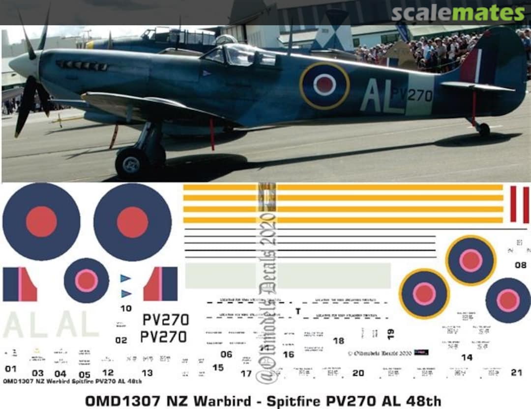 Boxart Warbird - Spitfire PV270 OMD1307 Oldmodels Decals