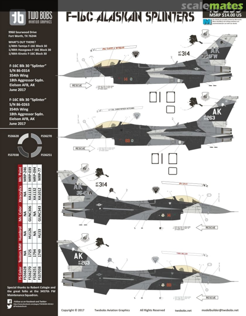 Boxart F-16C Alaskan Splinters 48-259 TwoBobs Aviation Graphics Boxart F-16C Alaskan Splinters 48-259 TwoBobs Aviation Graphics