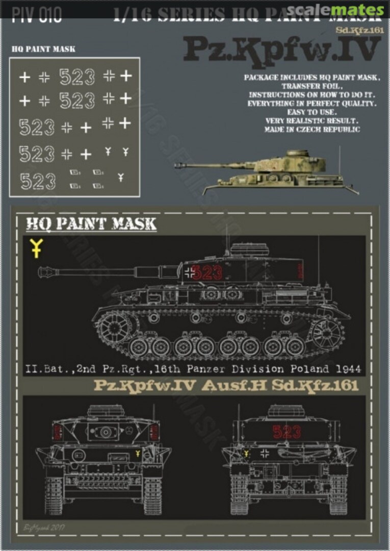 Boxart Pz.Kpfw.IV Ausf.H II.Bat. 2nd.Pz.Rgt. 16th Pz.Div. Poland 1944 Paint Mask PIV 010 HQ-Masks Boxart Pz.Kpfw.IV Ausf.H II.Bat. 2nd.Pz.Rgt. 16th Pz.Div. Poland 1944 Paint Mask PIV 010 HQ-Masks