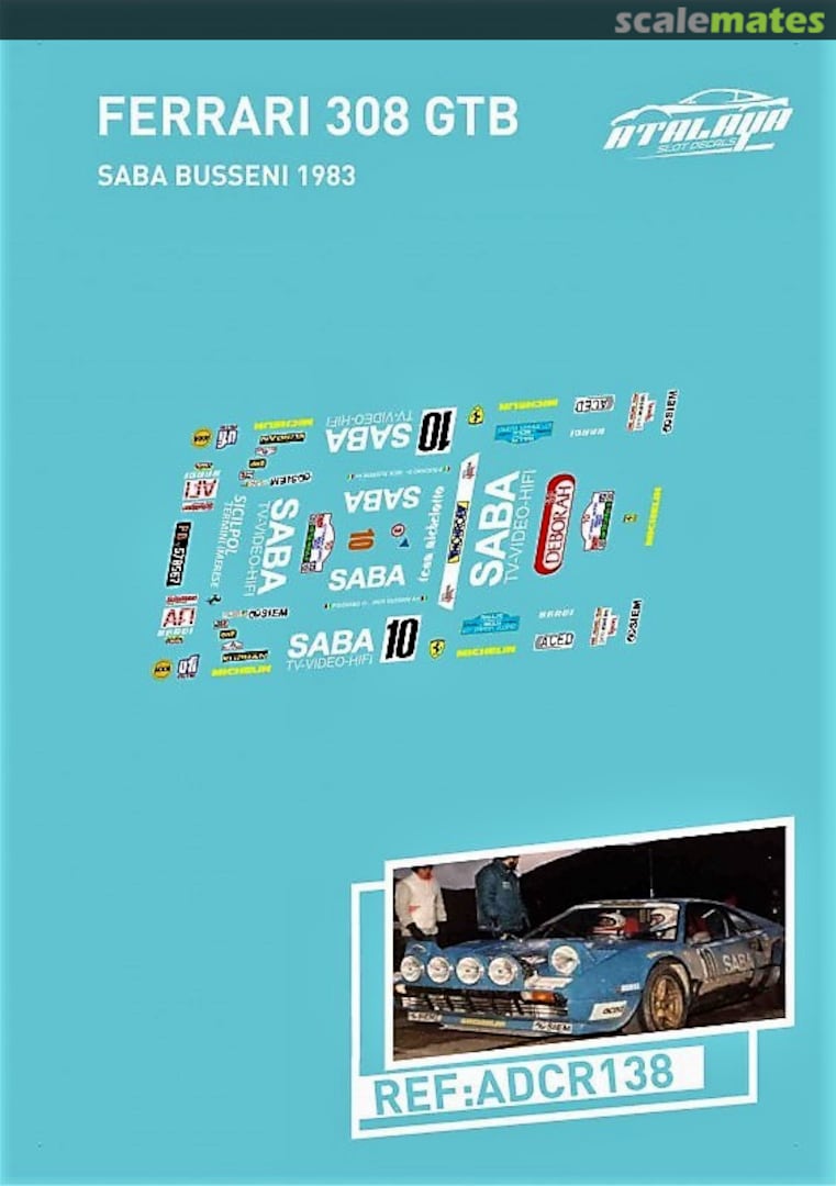 Boxart Ferrari 308 GTB [PD 578567] "SABA" ADCR138 Atalaya Slot Decals