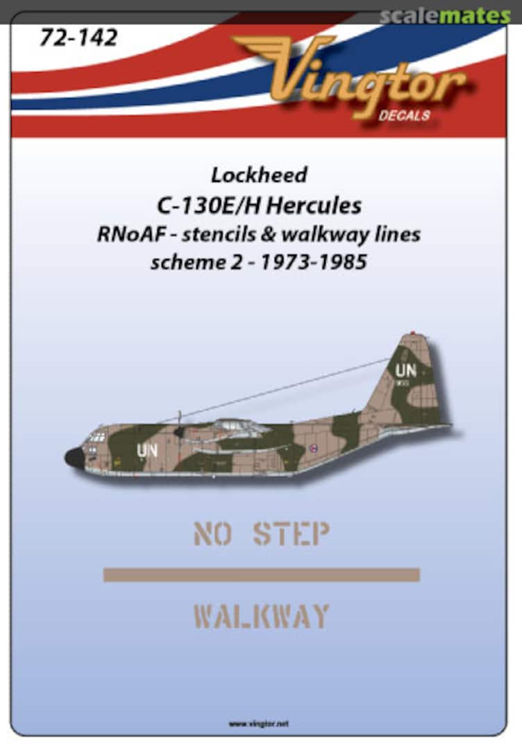 Boxart Lockheed C130E/H Hercules RNoAF stencils and walkway lines 72-142 Vingtor Decals Boxart Lockheed C130E/H Hercules RNoAF stencils and walkway lines 72-142 Vingtor Decals