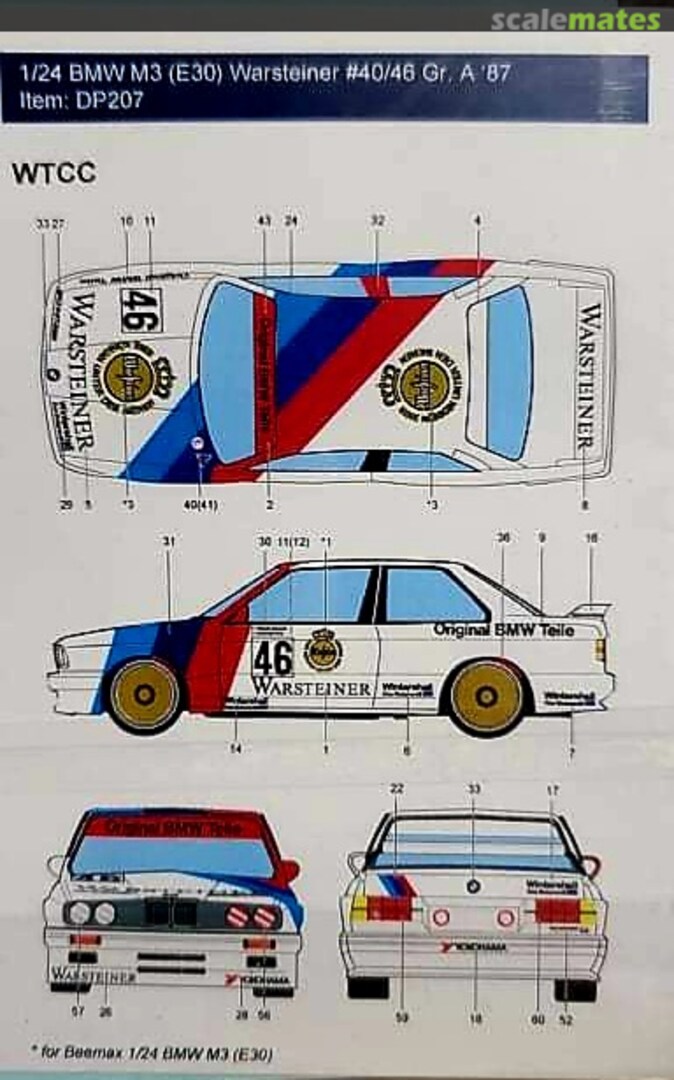 Boxart BMW M3 (E30) Warsteiner #40/46 Gr. A 1987 DP207 Decalpool Boxart BMW M3 (E30) Warsteiner #40/46 Gr. A 1987 DP207 Decalpool