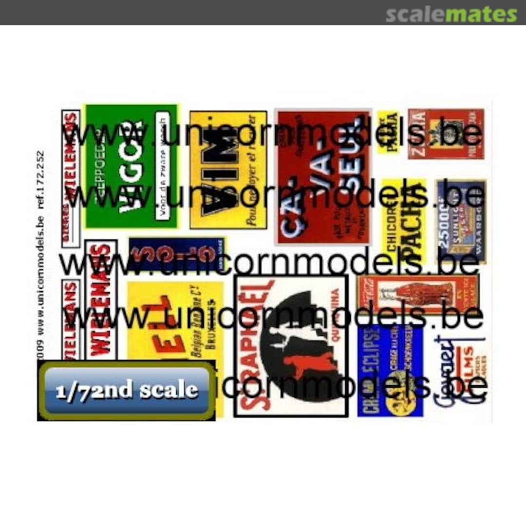 Boxart WW II French and Belgian painted wall advertisement 172.252 Unicorn Models Boxart WW II French and Belgian painted wall advertisement 172.252 Unicorn Models