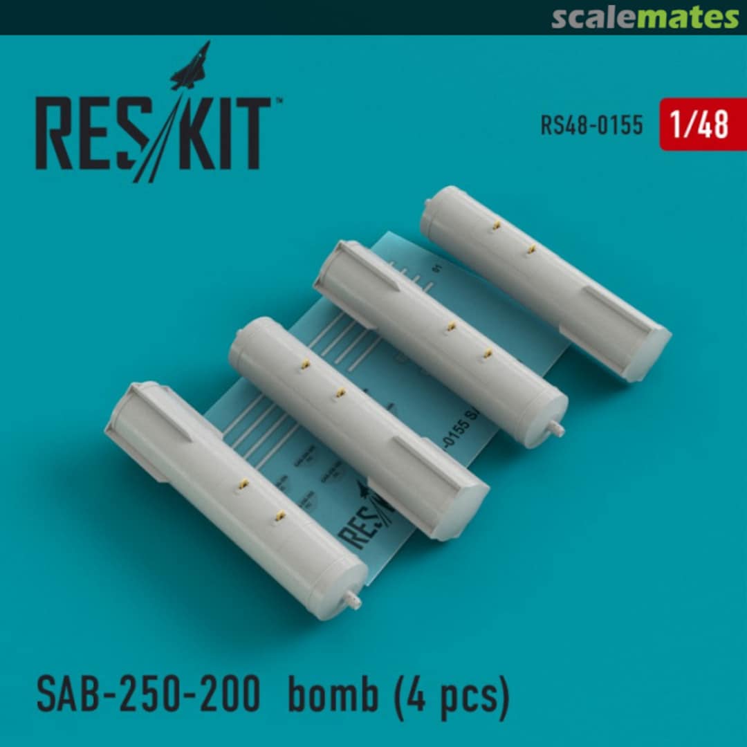 Boxart SAB-250-200 bomb for Su-7/17/24/25/27/30/34, MiG-21/27, Yak-38/130 (4 pcs) RS48-0155 ResKit Boxart SAB-250-200 bomb for Su-7/17/24/25/27/30/34, MiG-21/27, Yak-38/130 (4 pcs) RS48-0155 ResKit