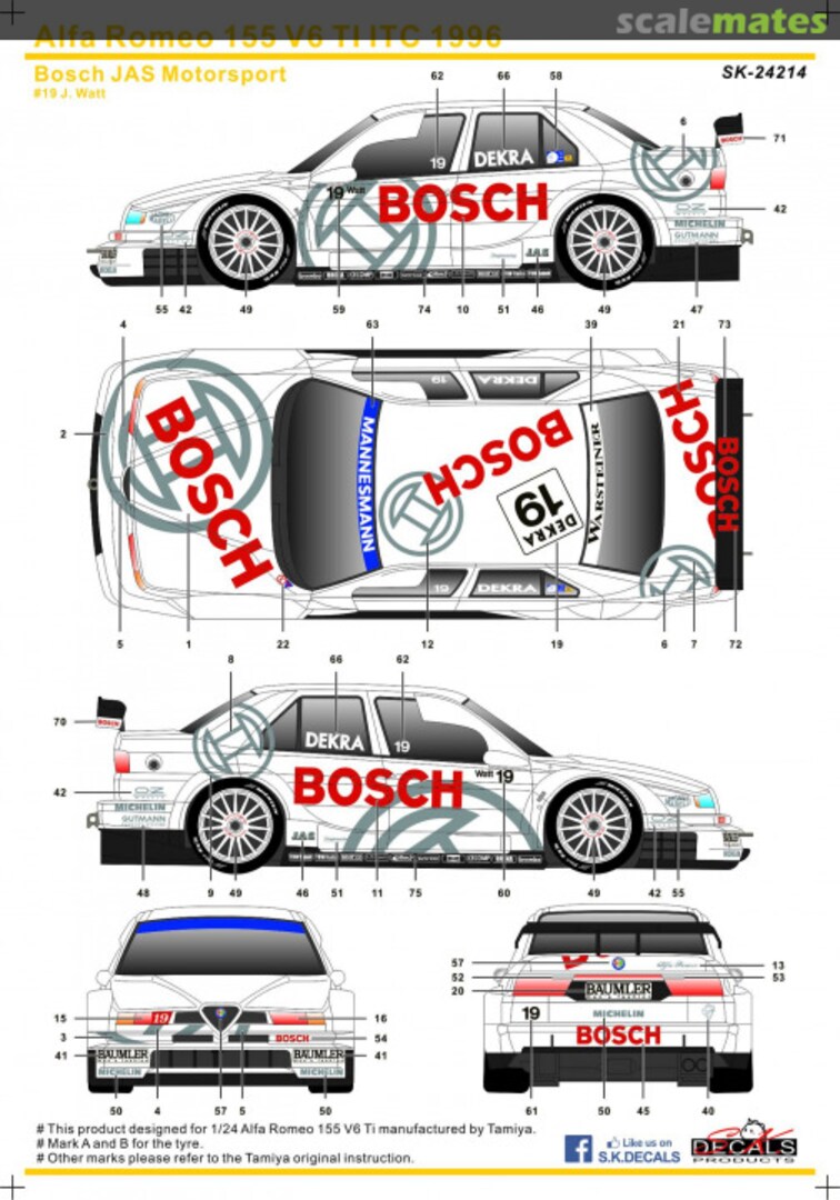 Boxart Alfa Romeo 155 V6 Ti ITC 1996 SK-24214 SK Decals