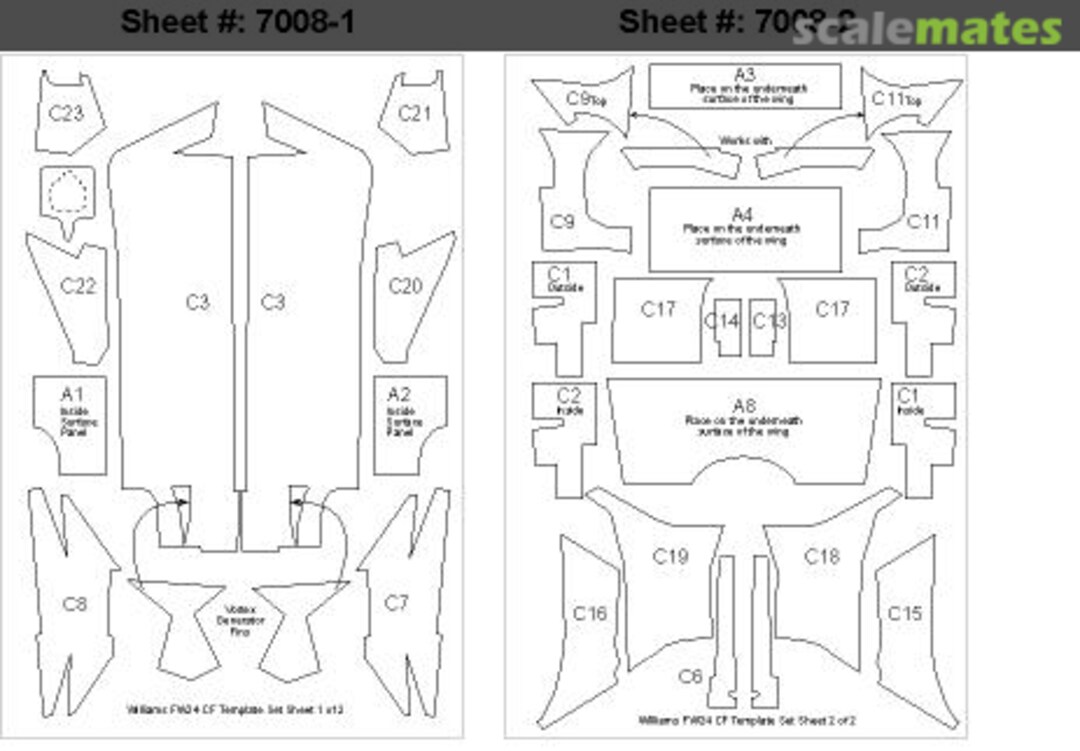 Boxart Williams FW24 Composite Fiber Template Set 7008 Scale Motorsport