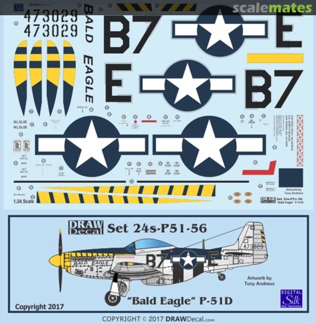Boxart P-51D “Bald Eagle” 24-P51-56 Draw Decal Boxart P-51D “Bald Eagle” 24-P51-56 Draw Decal