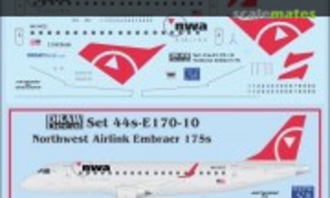 1:144 Northwest Airlink Embraer 175s (Draw Decal 44-E170-10) 44-E170-10