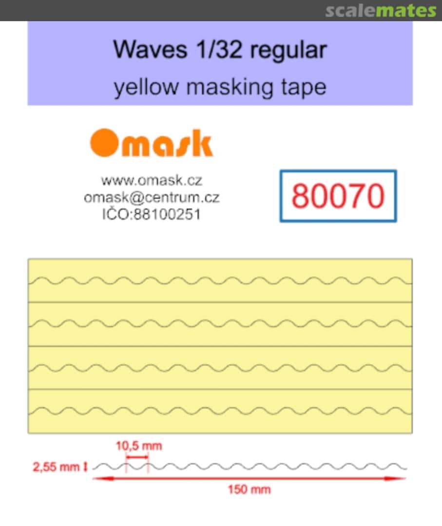 Boxart Waves Regular - Yellow Masking tape 80070 Omask Boxart Waves Regular - Yellow Masking tape 80070 Omask