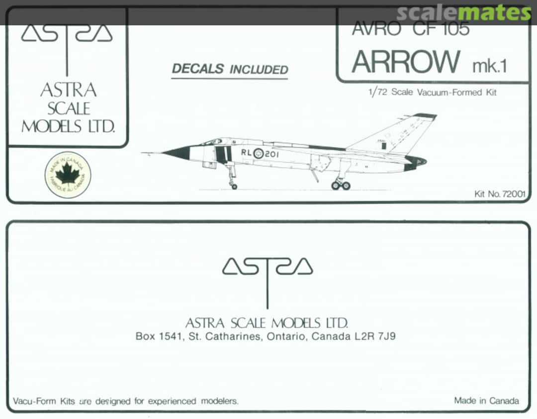 Boxart Avro CF-105 Arrow Mk.1 72001 Astra