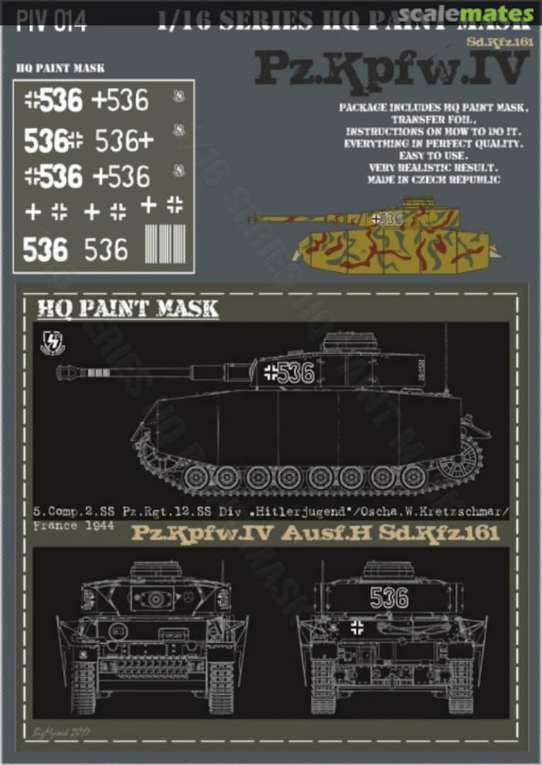 Boxart Pz.Kpfw.IV Ausf.H 5.Komp 2.SS-Pz.Rgt. 12.SS-Pz.Div. 'Hitlerjungend' - Oscha W. Kretzschmar/France 1944 Paint Mask PIV 014 HQ-Masks