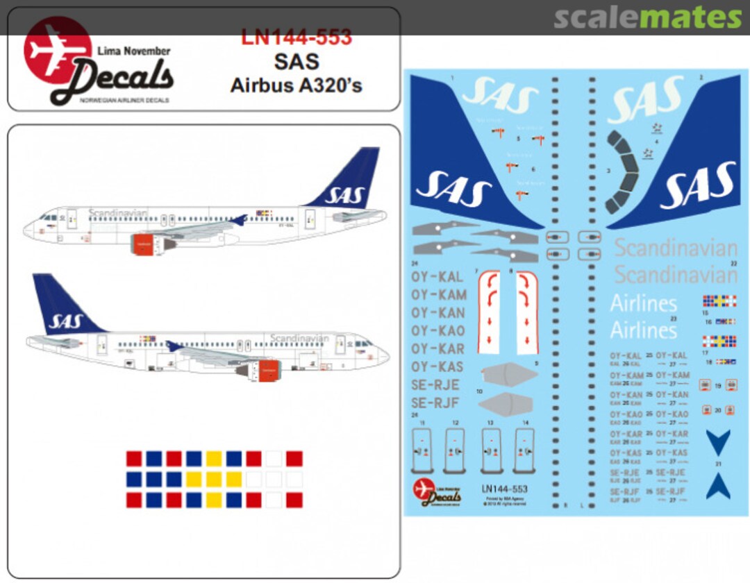 Boxart SAS Airbus A320's LN144-553 Lima November Decals Boxart SAS Airbus A320's LN144-553 Lima November Decals