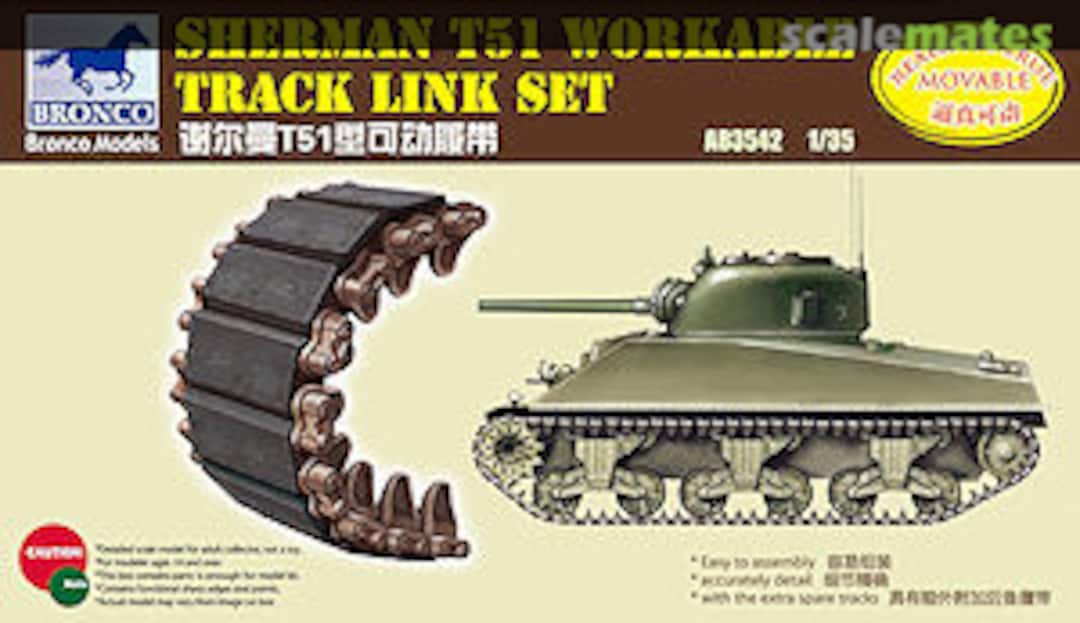 Boxart Sherman T51 workable track link AB3542 Bronco Boxart Sherman T51 workable track link AB3542 Bronco