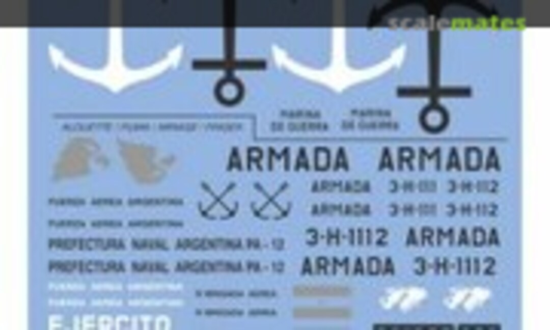 1:48 Corsair F4U-5NL / Skyhawk A4Q / Alouette / Puma Prefectura / Mirage 3EA Finger (Aerocalcas Argentinas 48901) 48901