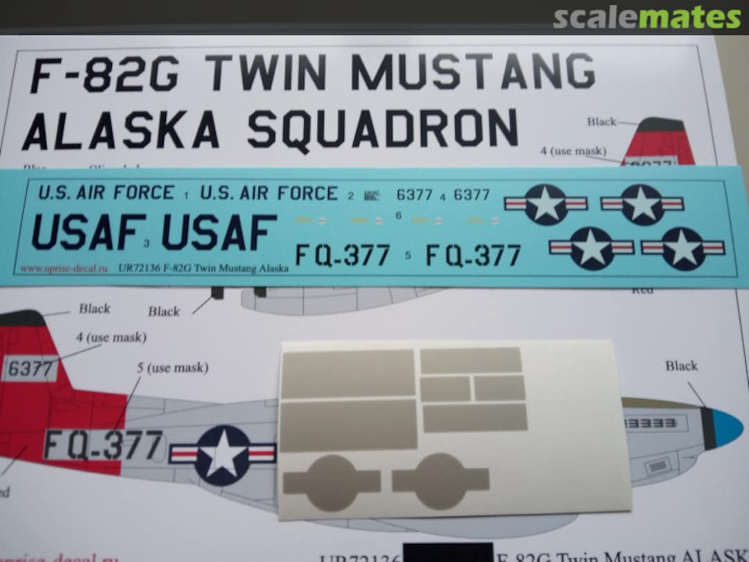 Contents F-82G Twin Mustang Alaska+masks UR72136 UpRise Decal Contents F-82G Twin Mustang Alaska+masks UR72136 UpRise Decal