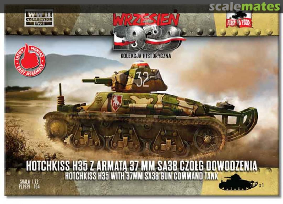 Boxart Hotchkiss H35 Command Tank with 37mm SA38 gun PL1939-104 First to Fight Boxart Hotchkiss H35 Command Tank with 37mm SA38 gun PL1939-104 First to Fight