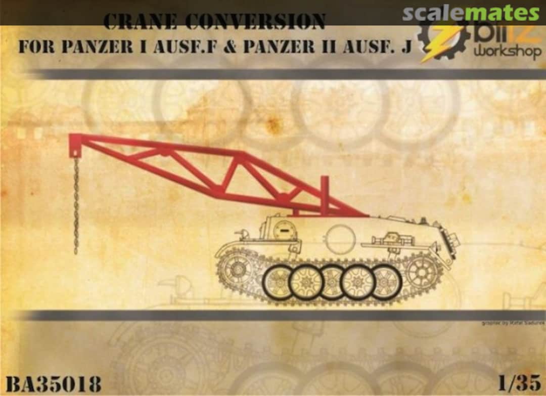 Boxart Crane conversion for Panzer I. Ausf. F & Panzer II. Ausf. J BA35018 Blitz Workshop Boxart Crane conversion for Panzer I. Ausf. F & Panzer II. Ausf. J BA35018 Blitz Workshop