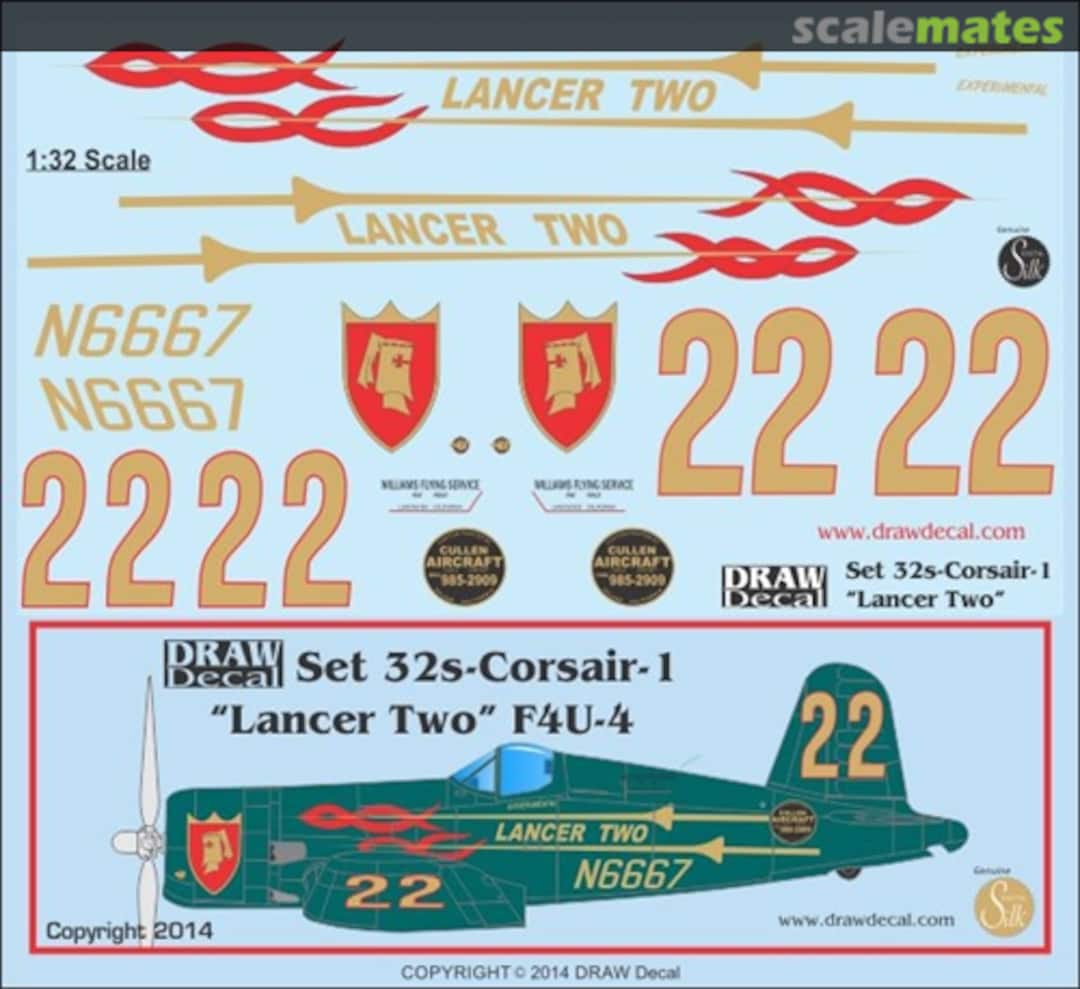 Boxart "Lancer Two" F4U-4 Corsair Reno 1968-69 44-Corsair-1 Draw Decal