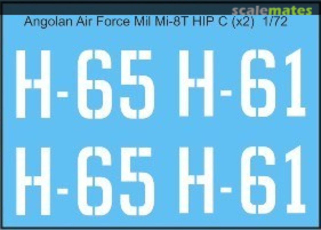 Boxart Angolan Air Force Mil Mi-8T Hip C MAV-AA7204 MAV Decals