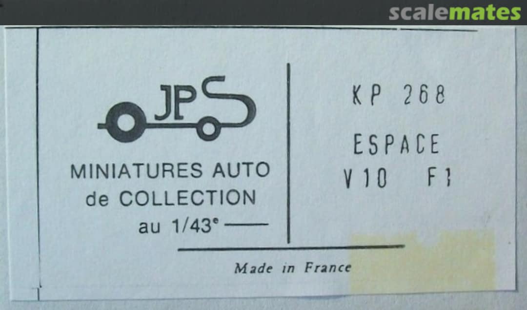 Boxart Renault Espace V10 "Espace F1" KP268 JPS Miniatures Auto Boxart Renault Espace V10 "Espace F1" KP268 JPS Miniatures Auto