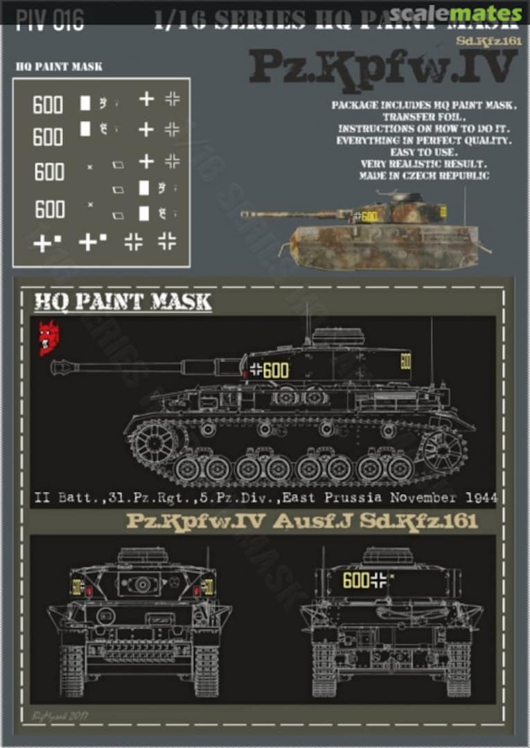 Boxart Pz.Kpfw.IV Ausf.J II Batt. 31.Pz.Rgt. 5.Pz.Div. East Prussia Norvember 1944 Paint Mask PIV 016 HQ-Masks Boxart Pz.Kpfw.IV Ausf.J II Batt. 31.Pz.Rgt. 5.Pz.Div. East Prussia Norvember 1944 Paint Mask PIV 016 HQ-Masks