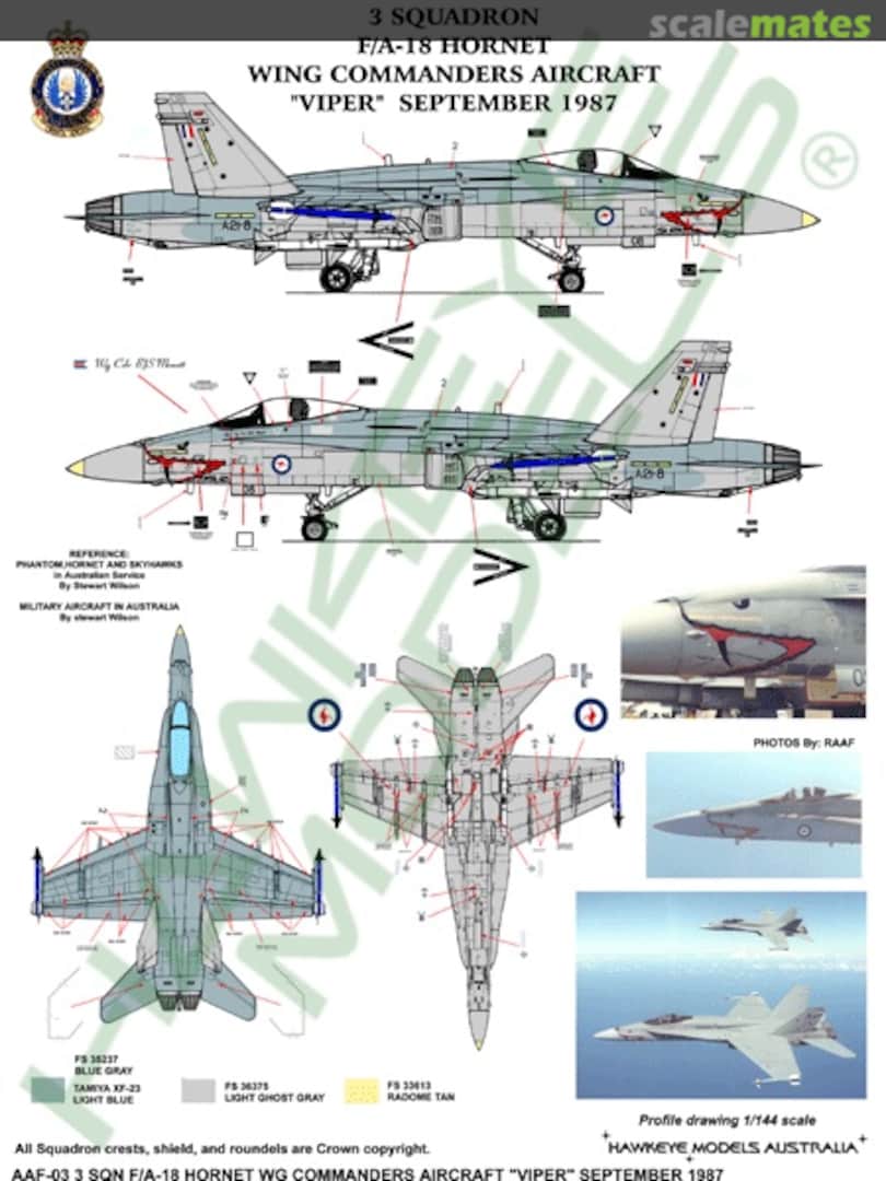 Boxart RAAF F/A-18A Hornet, A21-8, 3 Sqn. - "Red Viper" Sep 1987 AAF-003 Hawkeye Models Boxart RAAF F/A-18A Hornet, A21-8, 3 Sqn. - "Red Viper" Sep 1987 AAF-003 Hawkeye Models