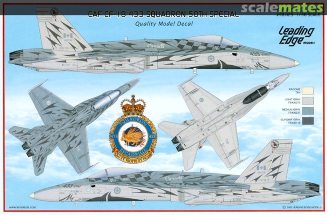 Boxart CAF CF-18 433 Squadron 50th Special 48.29 Leading Edge Boxart CAF CF-18 433 Squadron 50th Special 48.29 Leading Edge