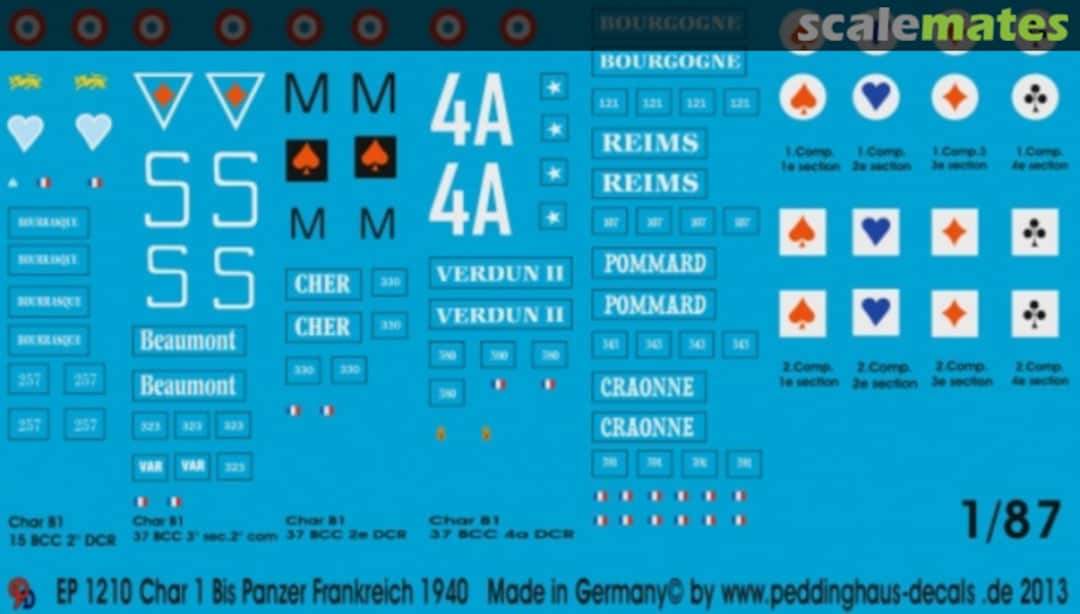 Boxart Char B1 Bis Frankreich 1940 EP 1210 Peddinghaus-Decals Boxart Char B1 Bis Frankreich 1940 EP 1210 Peddinghaus-Decals