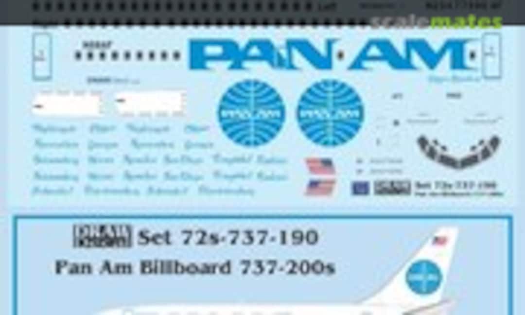1:72 Pan Am Billboard 737-200s (Draw Decal 72-737-190) 72-737-190