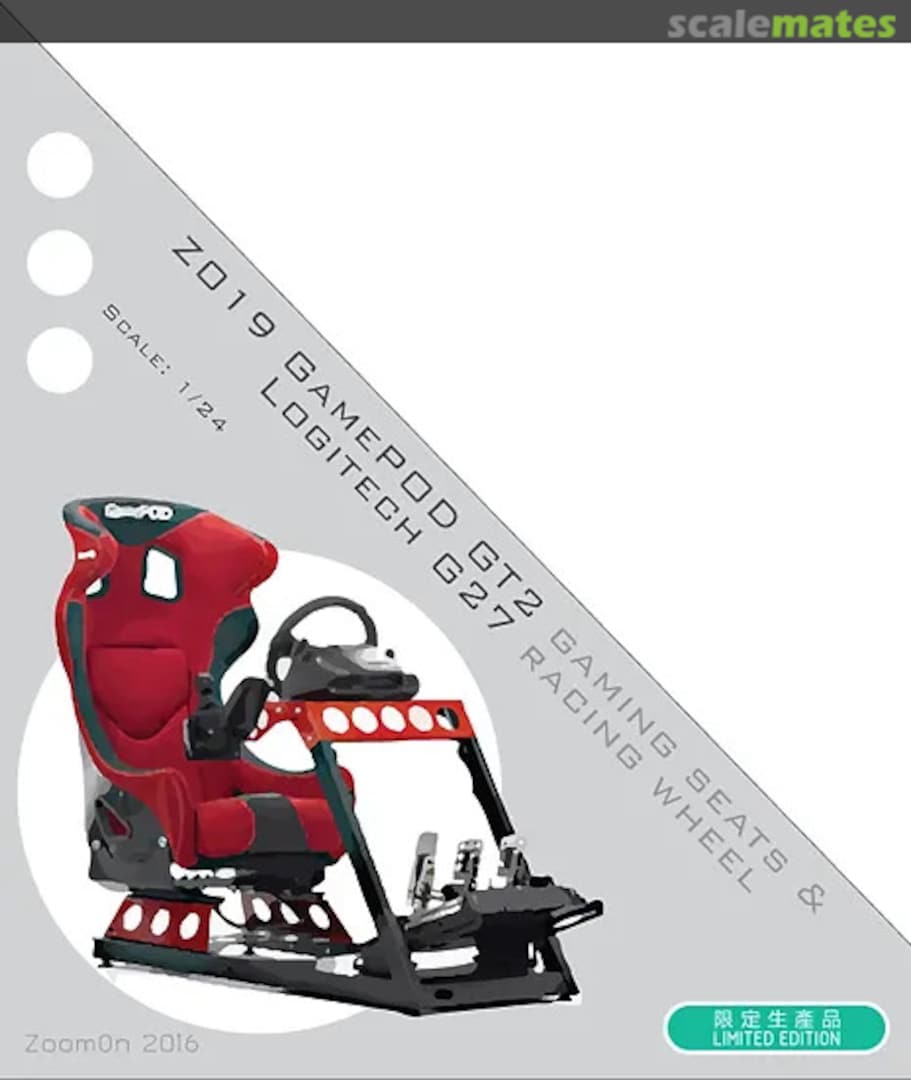 Boxart GamePOD GT2 gaming seats & Logitech G27 racing wheel Z019 ZoomOn