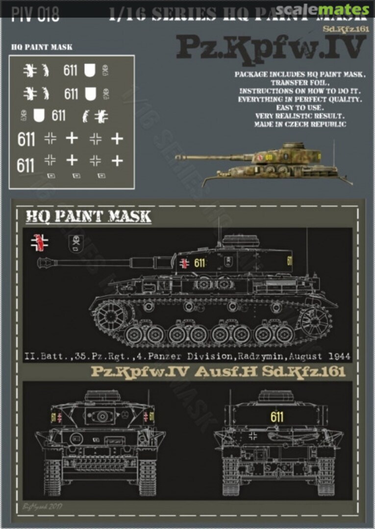 Boxart Pz.Kpfw.IV Ausf.H II.Batt. 35.Pz.Rgt. 4 Pz.Div. Radzymin Aug.1944 Paint Mask PIV 018 HQ-Masks